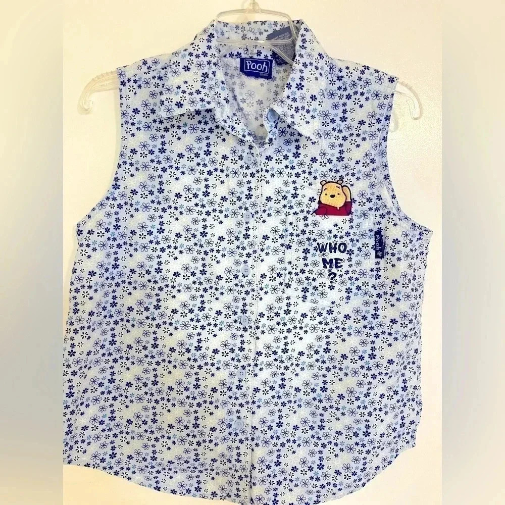 Pooh button down cotton women’s shirt size medium